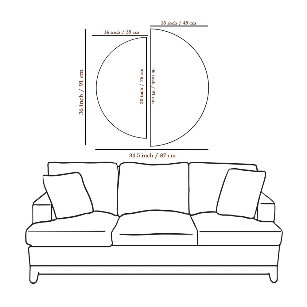 Gold Abstract Drags Semi Circle Frames Set Of 2