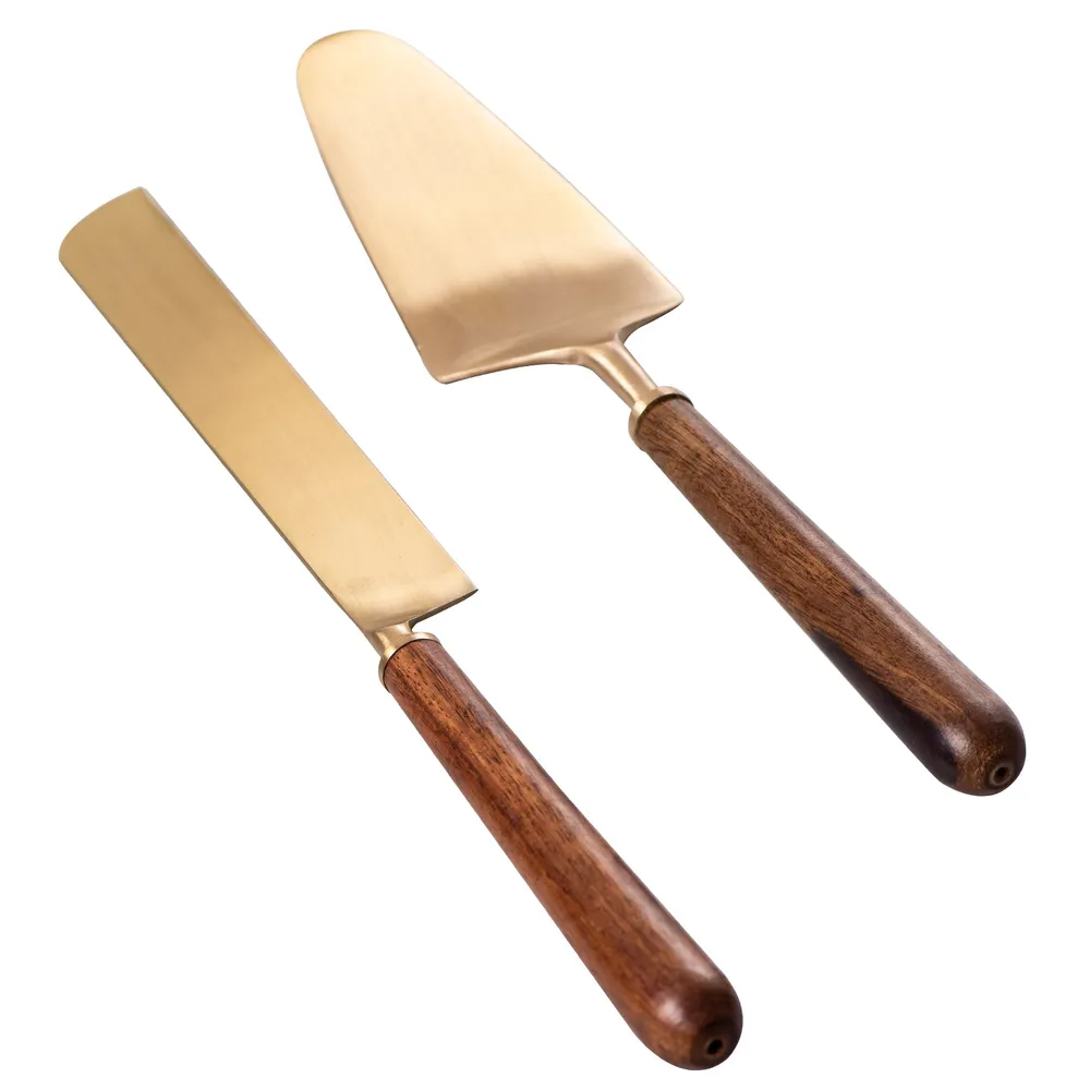 Gold and Brown Stainless Steel Classic Desert Serving Set Of 2