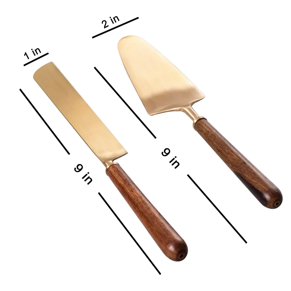 Gold and Brown Stainless Steel Classic Desert Serving Set Of 2