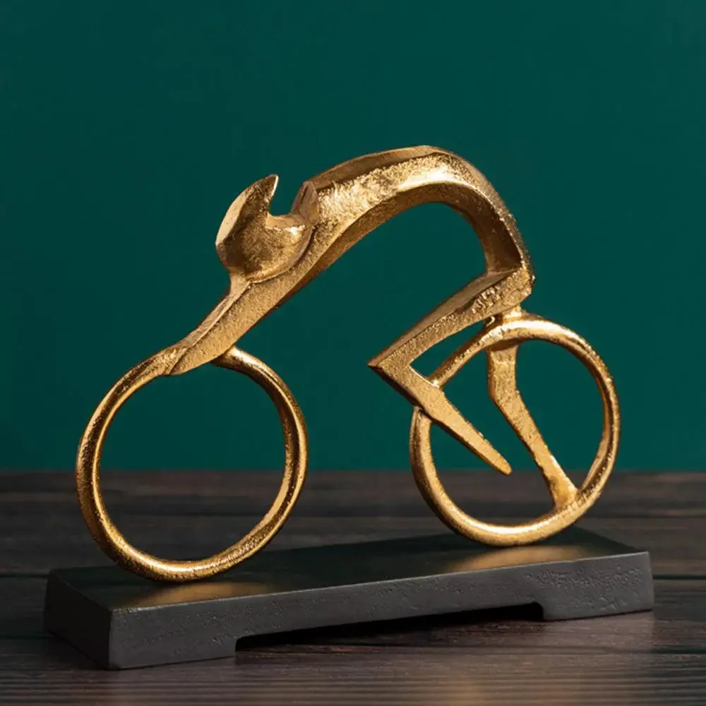 Gold Bicycle Man Black Table Decor