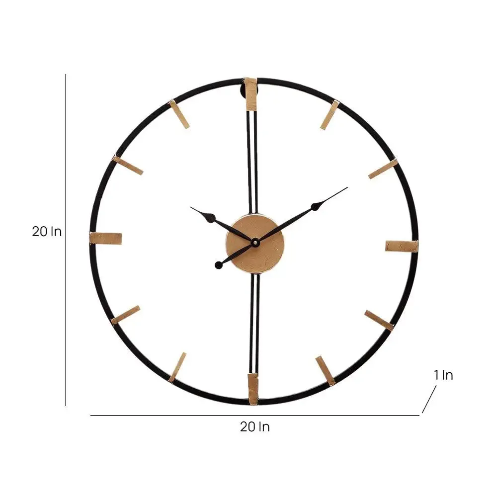 Gold & Black Designer Minimalist Metal Wall Clock