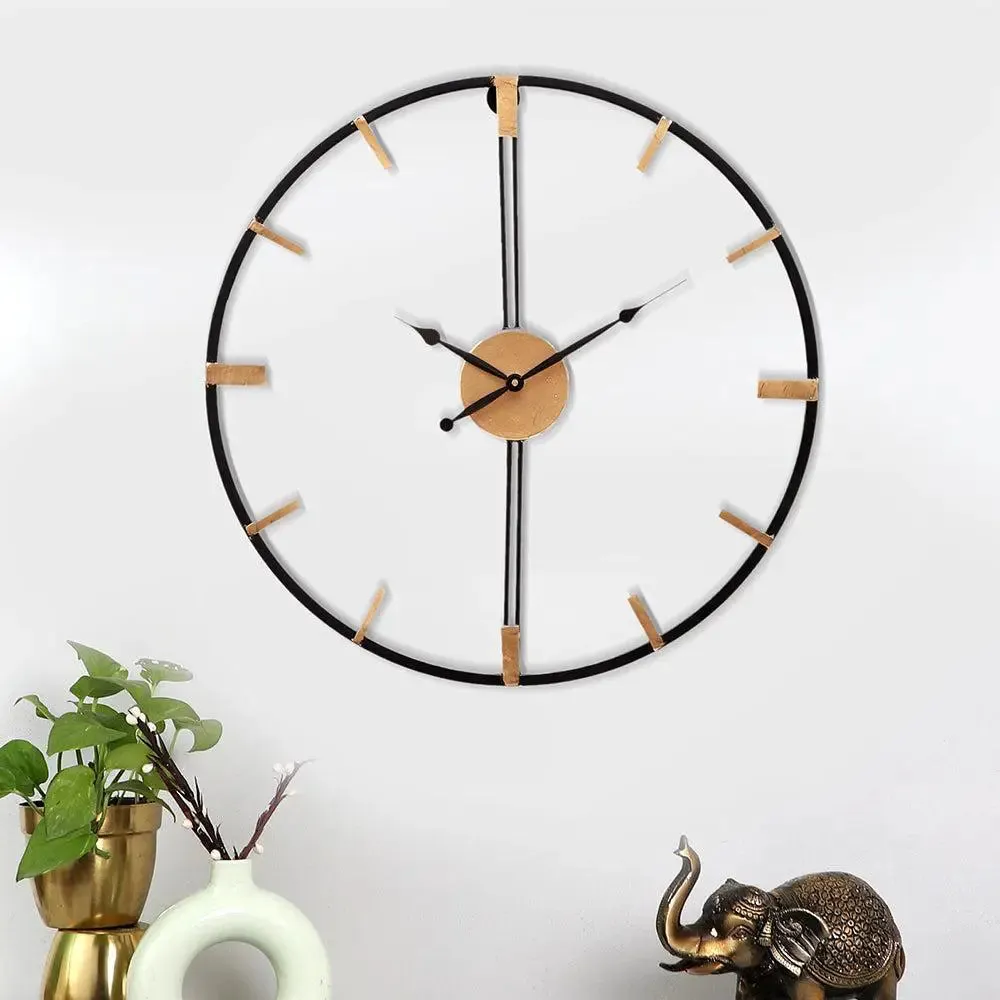 Gold & Black Designer Minimalist Metal Wall Clock