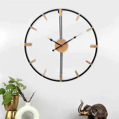 Gold & Black Designer Minimalist Metal Wall Clock
