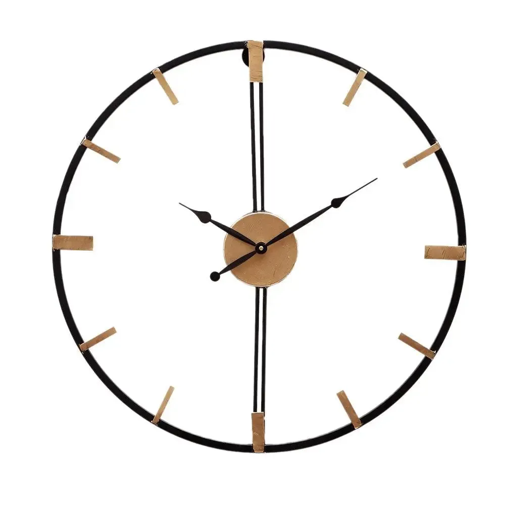Gold & Black Designer Minimalist Metal Wall Clock