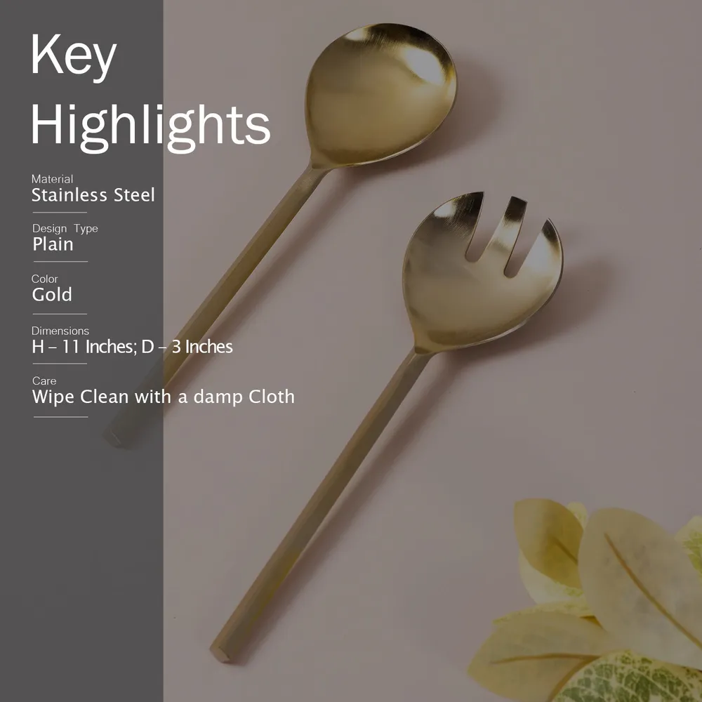 Gold Classy Stainless Steel Serving Spoon Set Of 2