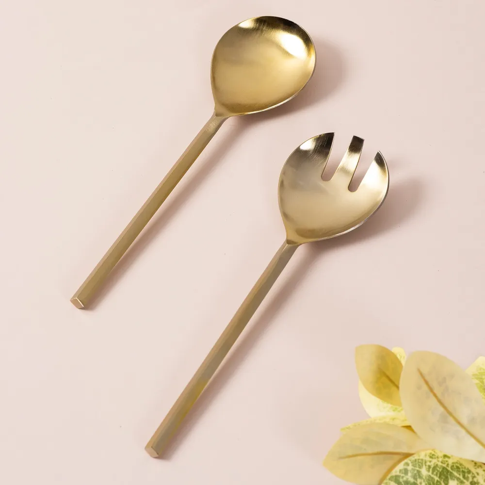 Gold Classy Stainless Steel Serving Spoon Set Of 2