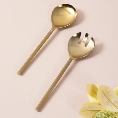 Gold Classy Stainless Steel Serving Spoon Set Of 2