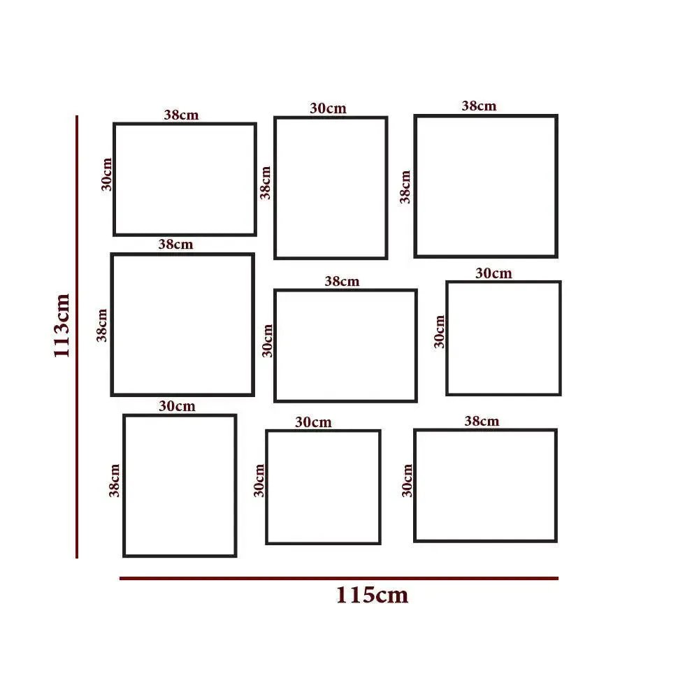 Gold Color Designer Art Classy Wall Photo Frame Collage Set of 9