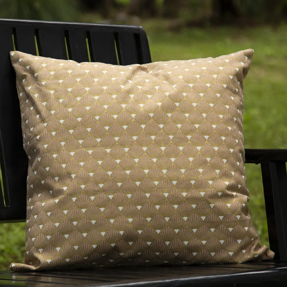 Gold Diamond Leaf Print Cushion Cover