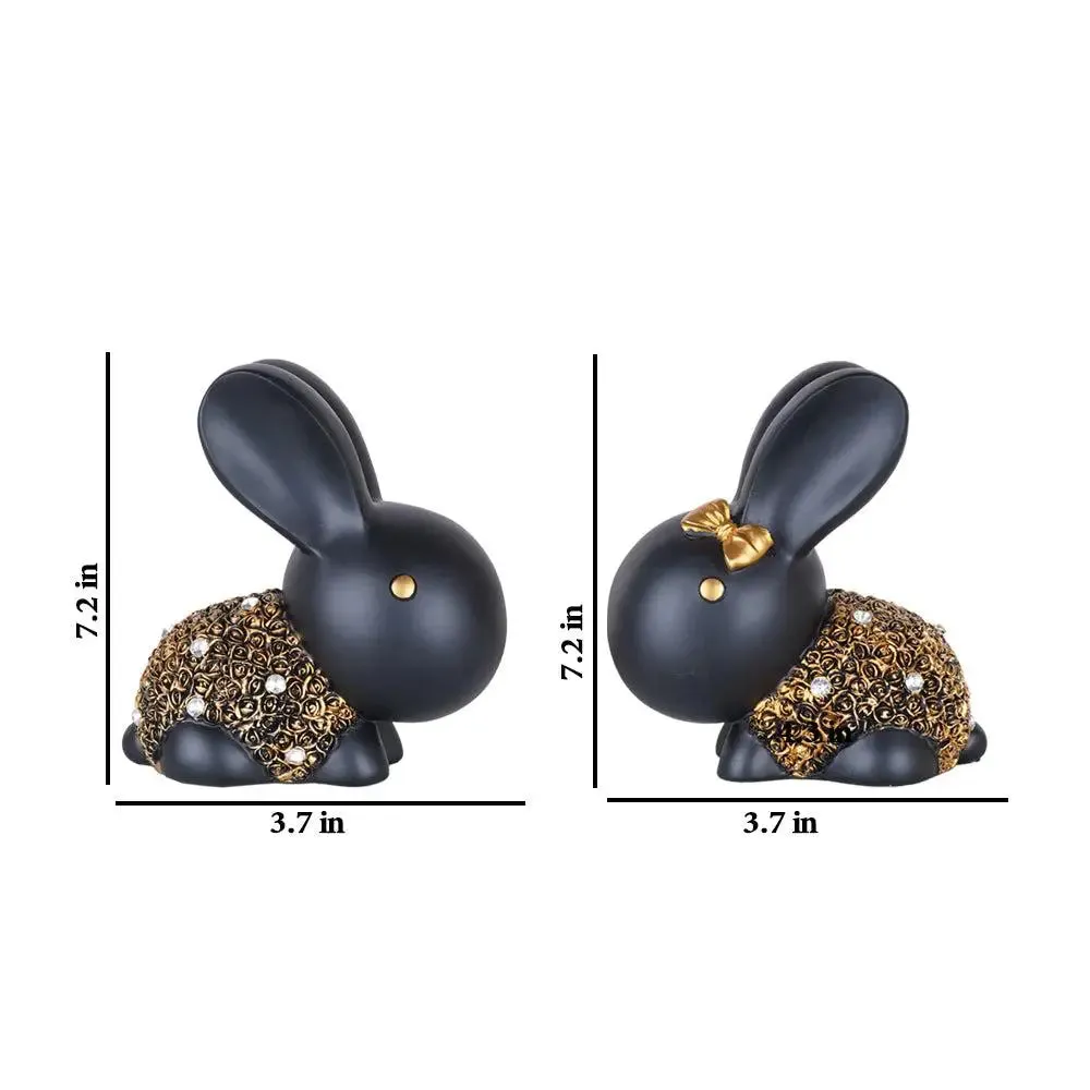 Gold Embellished Little Bunny Polyresin Figurine ( Set of 2)