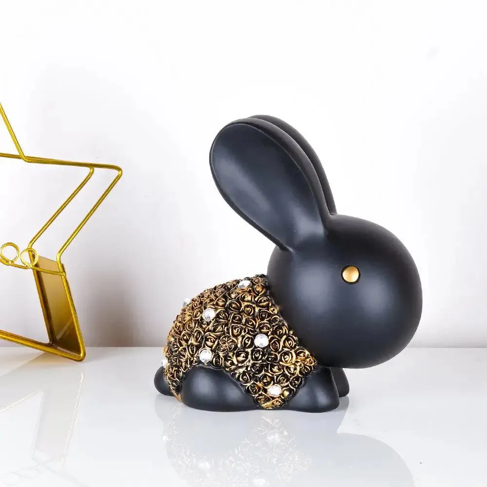 Gold Embellished Little Bunny Polyresin Figurine ( Set of 2)
