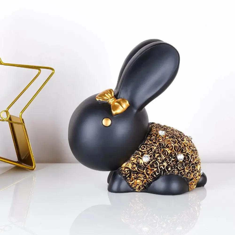 Gold Embellished Little Bunny Polyresin Figurine ( Set of 2)