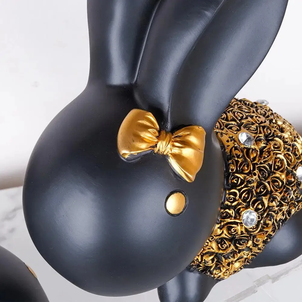 Gold Embellished Little Bunny Polyresin Figurine ( Set of 2)