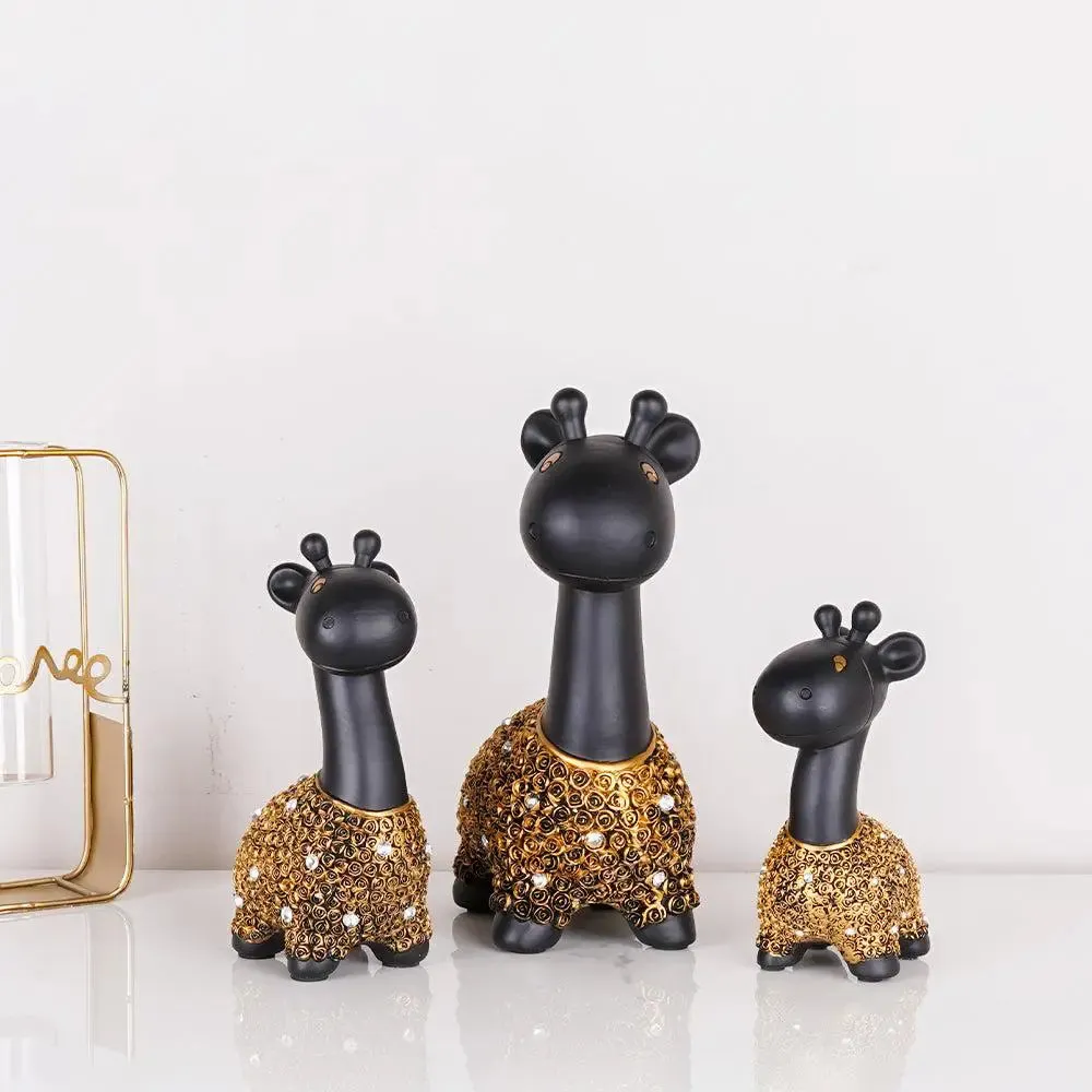 Gold Embellished Polyresin Miniature Giraffe Figurine Small