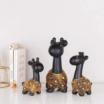 Gold Embellished Polyresin Miniature Giraffe Figurine