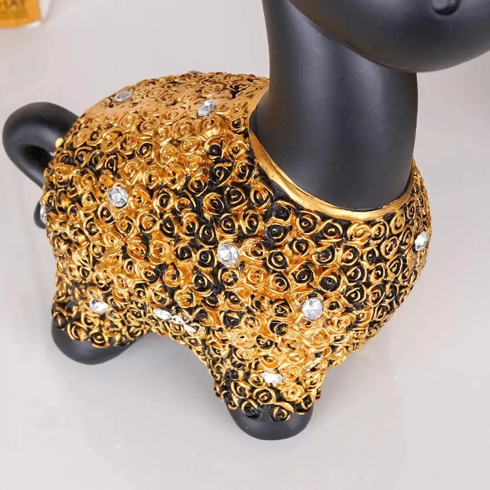 Gold Embellished Polyresin Miniature Giraffe Figurine Small