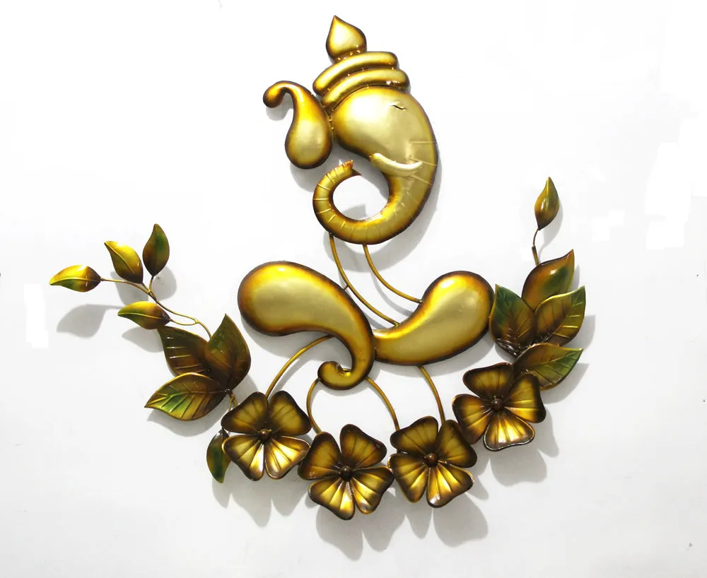 Gold Finish Ganesha Inspired Metal Wall Art Decor