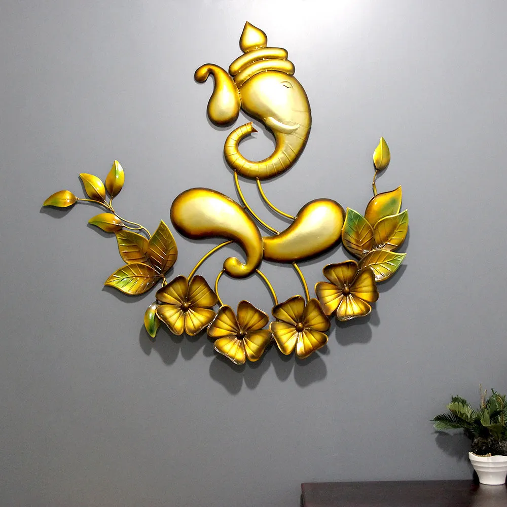 Gold Finish Ganesha Inspired Metal Wall Art Decor