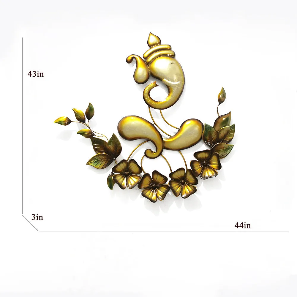 Gold Finish Ganesha Inspired Metal Wall Art Decor