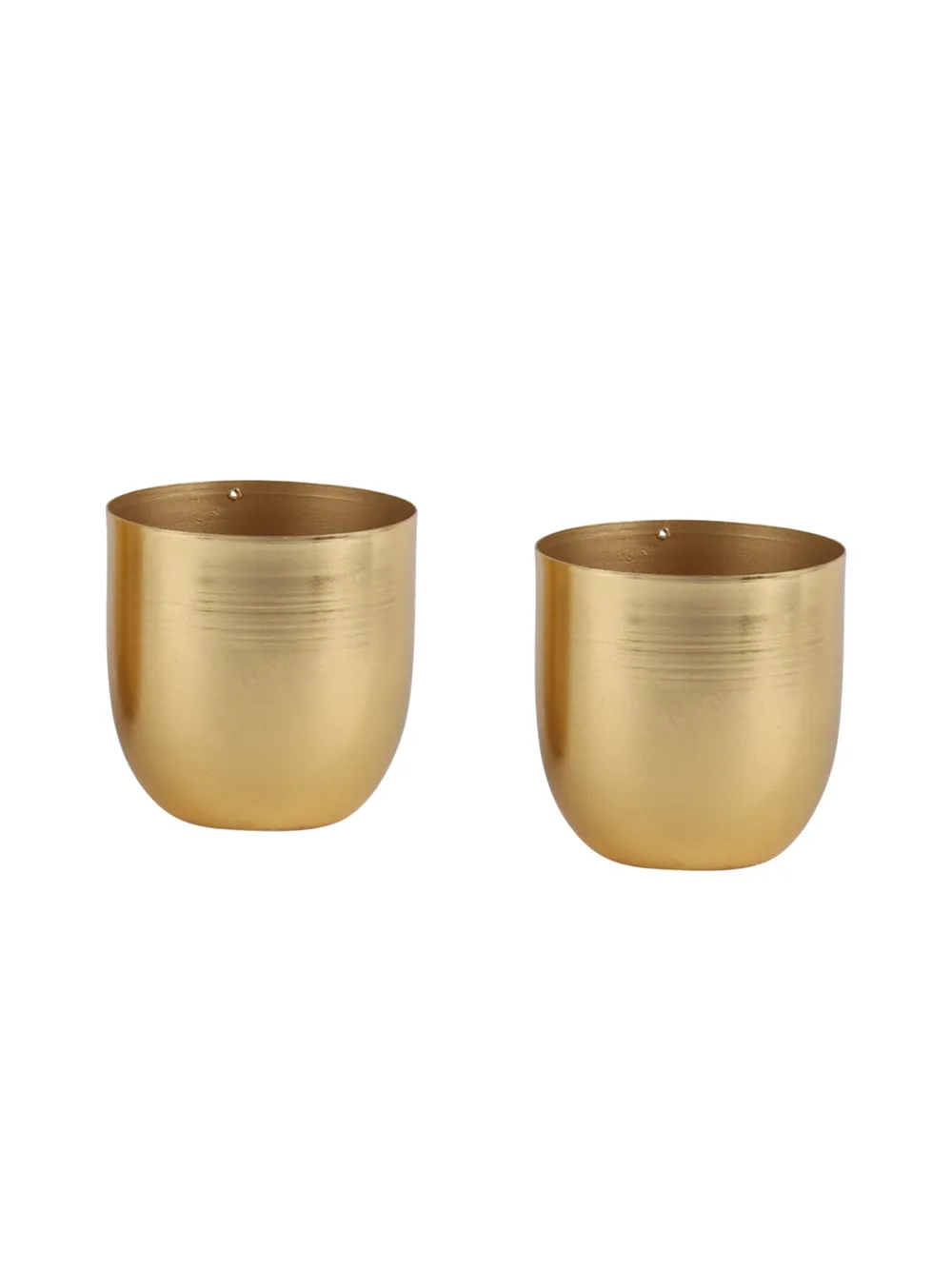 Gold Finish Metal Planter Set Of 2 Without Stand