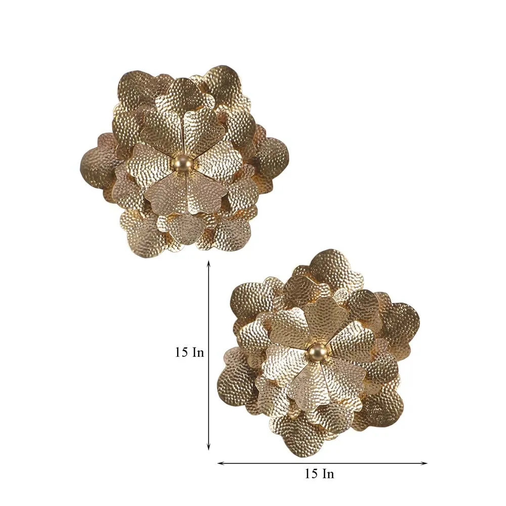 Gold Hammered Floral Metal Decorative Wall Décor Set of 2