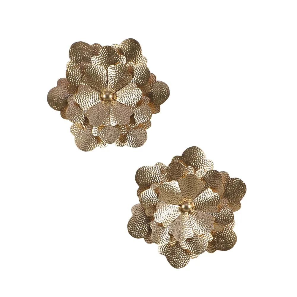 Gold Hammered Floral Metal Decorative Wall Décor Set of 2