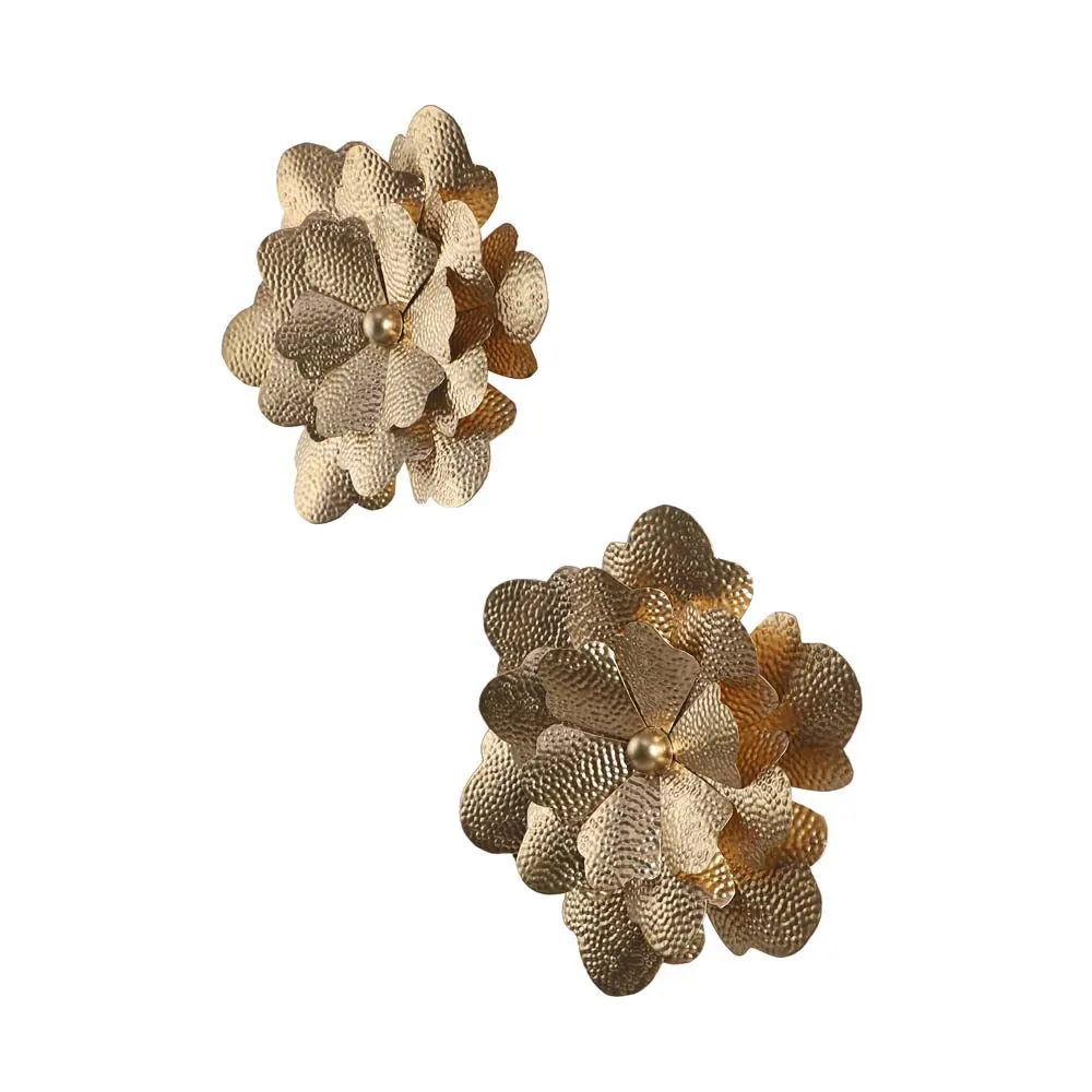 Gold Hammered Floral Metal Decorative Wall Décor Set of 2
