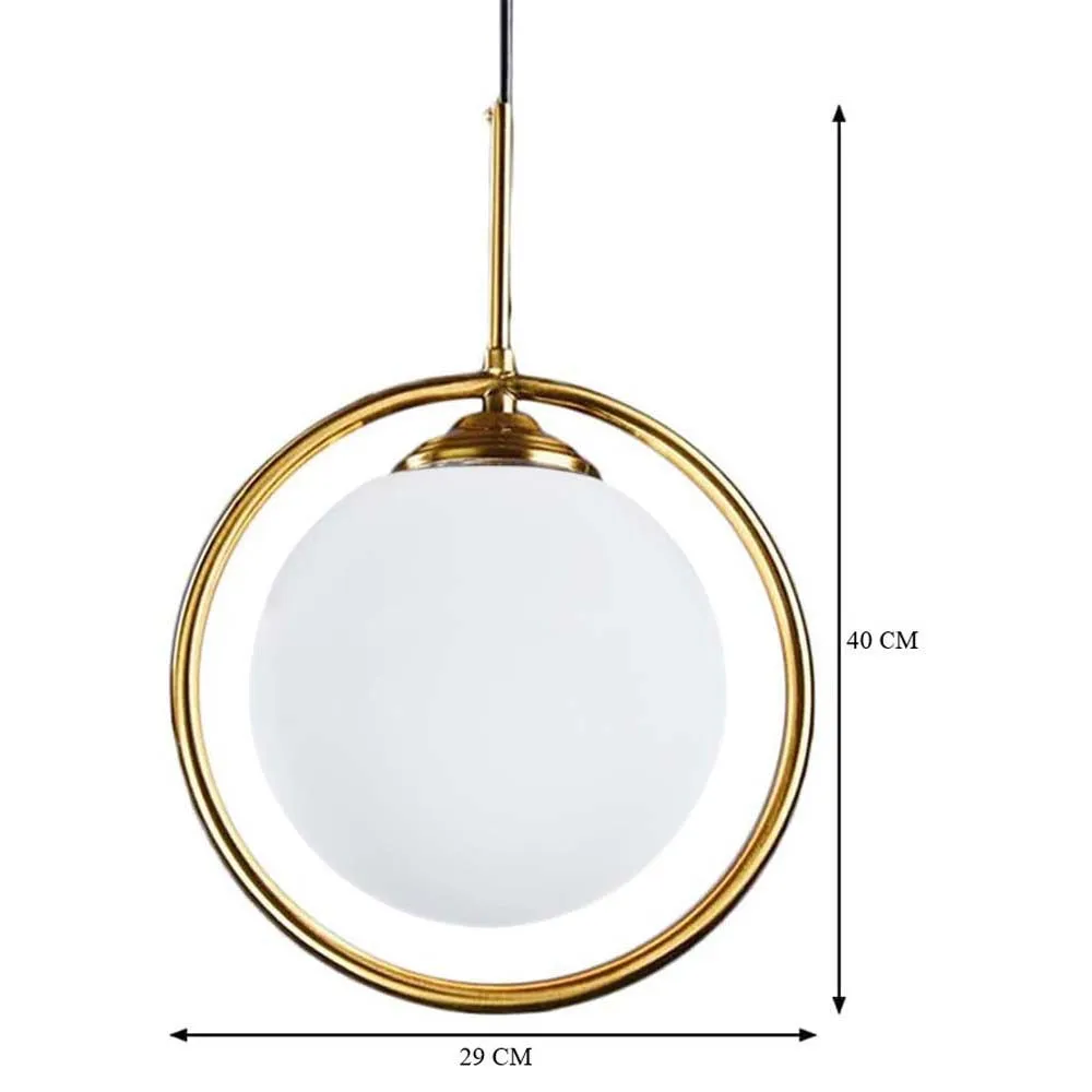 Gold Ring Frosted Milky White Ceiling Hanging light