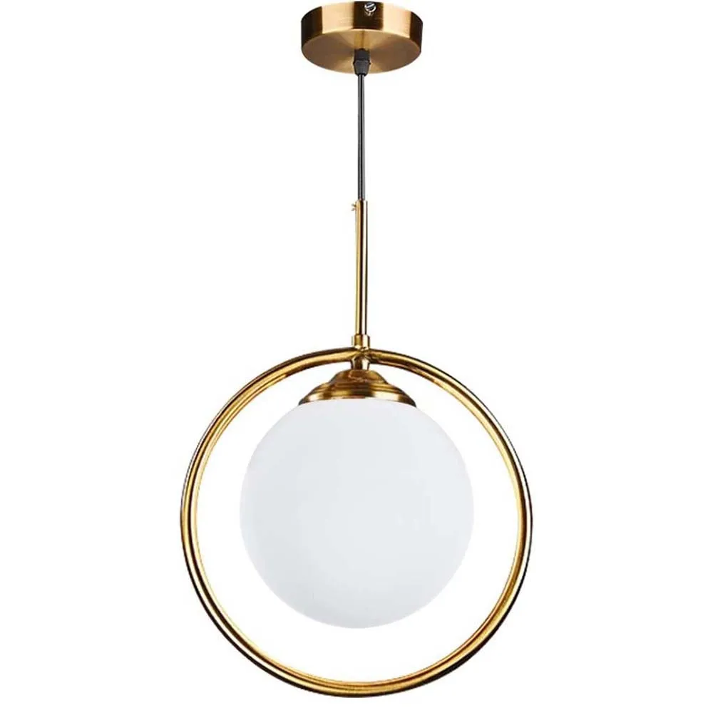 Gold Ring Frosted Milky White Ceiling Hanging light
