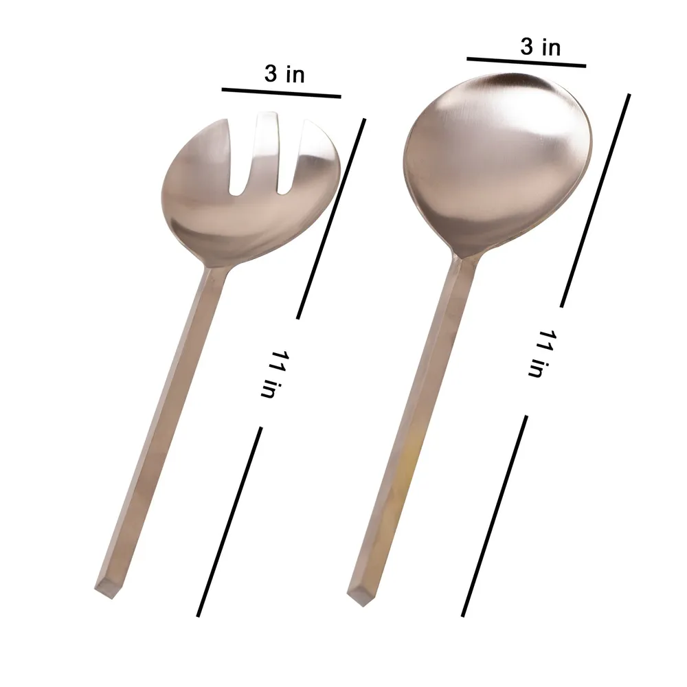 Gold Round Stainless Steel Serving Spoon Set Of 2
