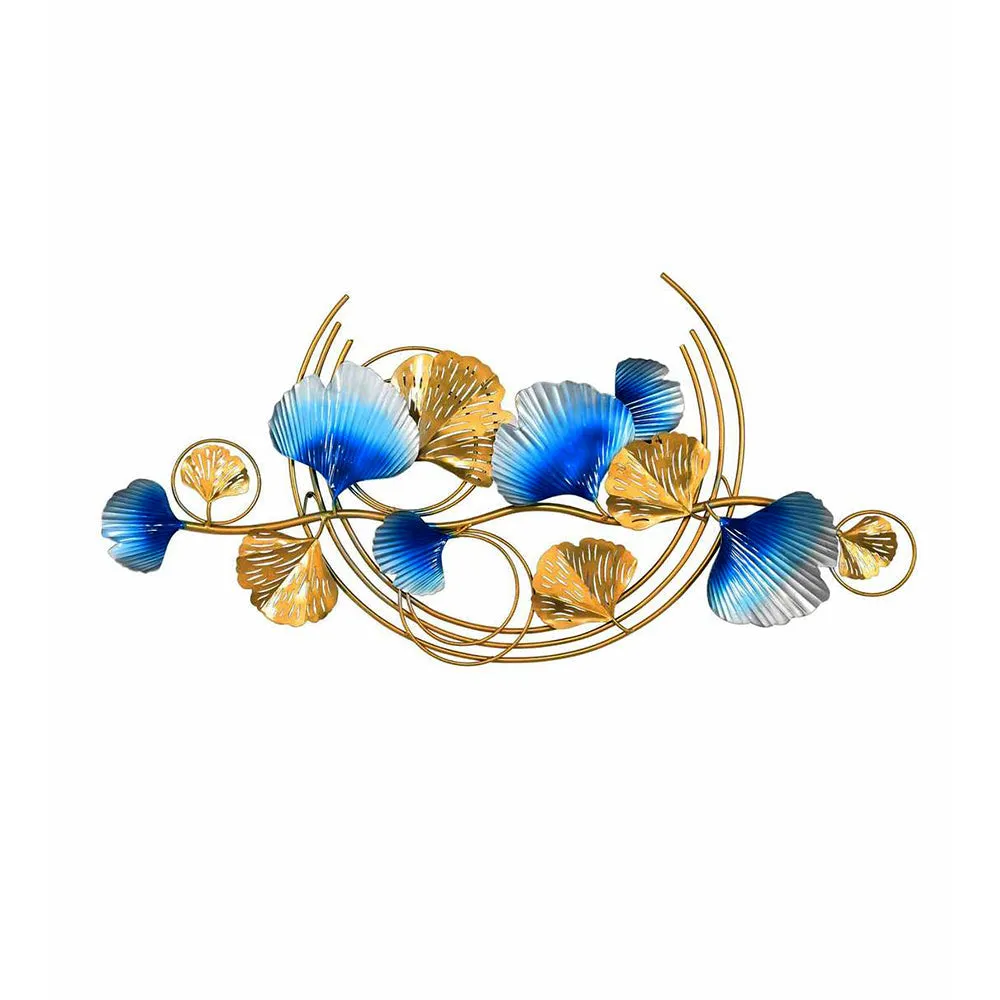 Gold & Sea Green Entwined Floral Large Metal Wall Art