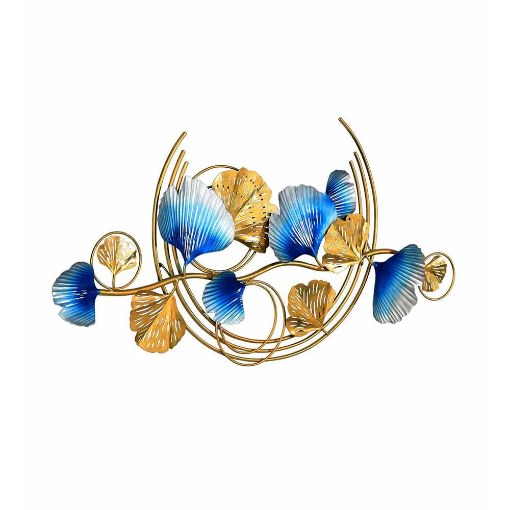 Gold & Sea Green Entwined Floral Large Metal Wall Art