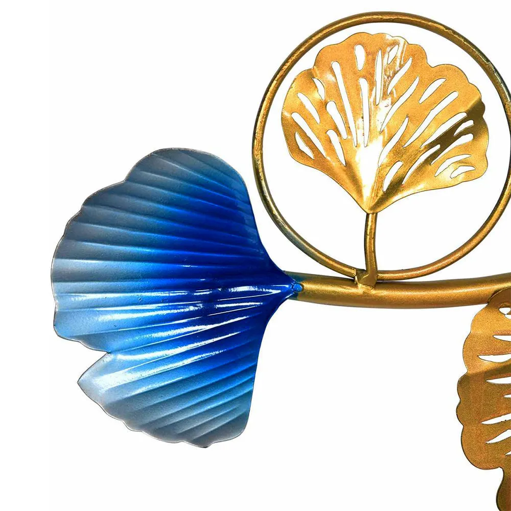 Gold & Sea Green Entwined Floral Large Metal Wall Art