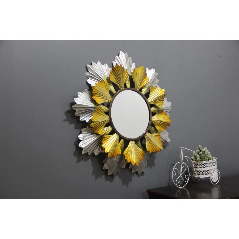 Gold & Silver Petals Round Mirror Wall Décor