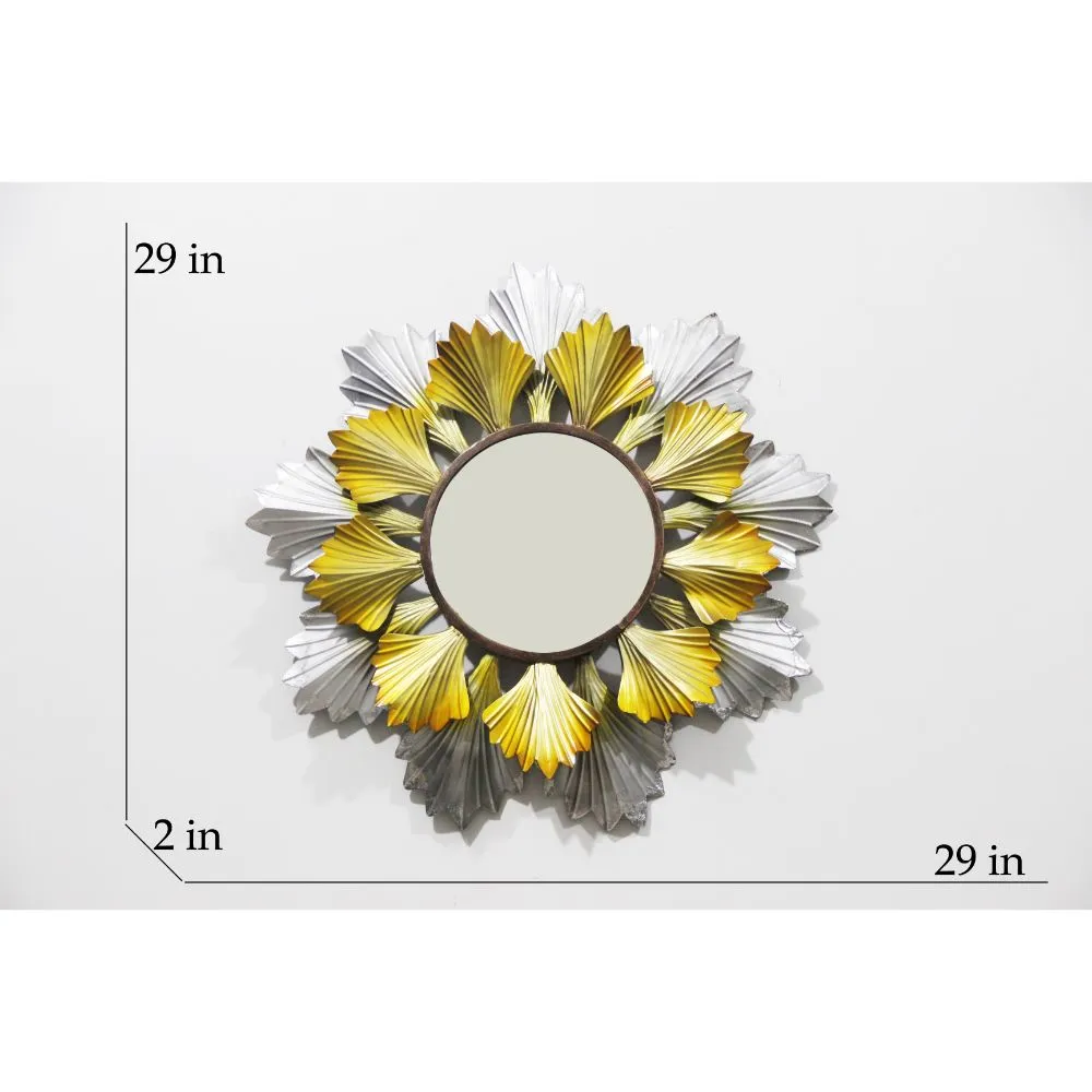 Gold & Silver Petals Round Mirror Wall Décor
