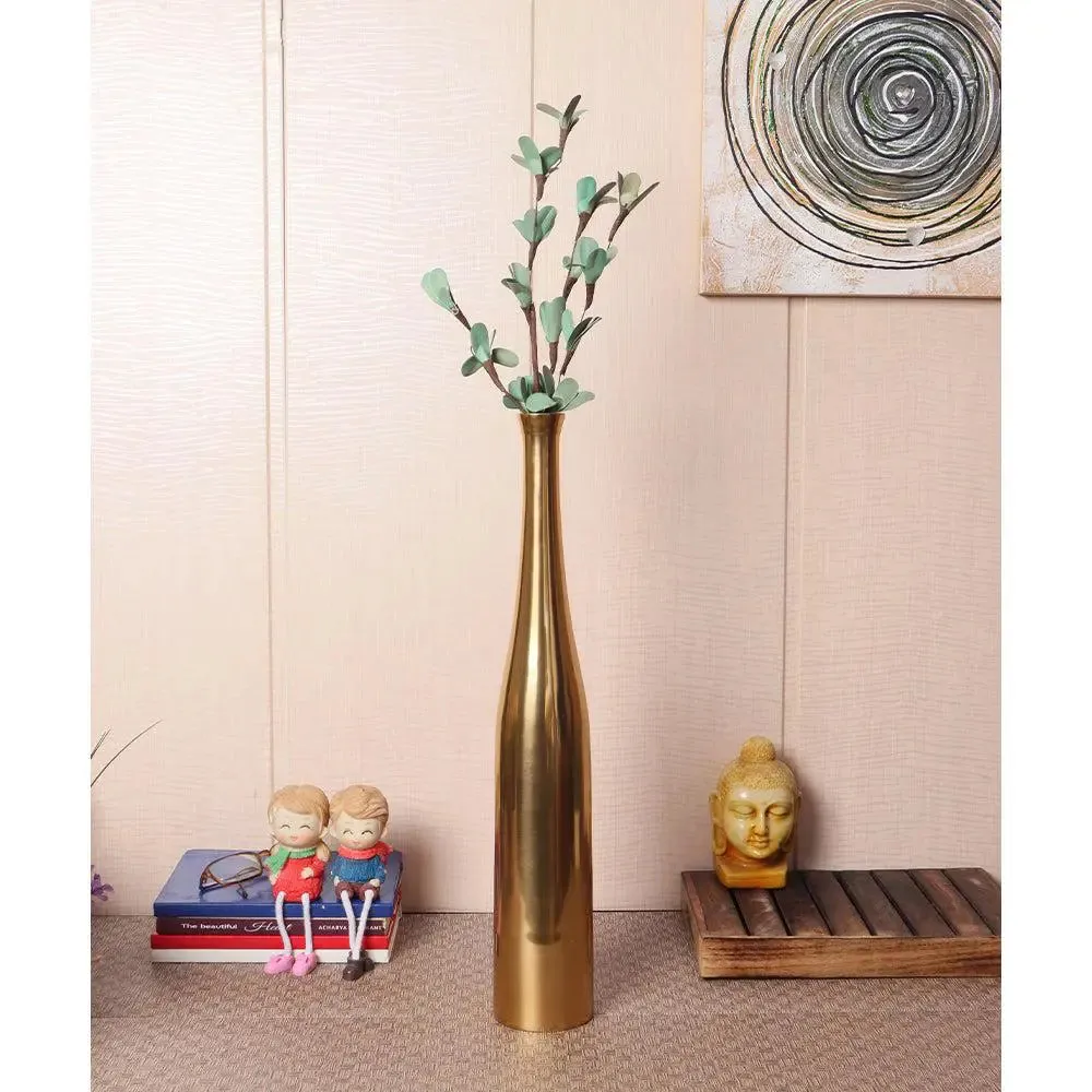 Gold Sleek Tapered Metal Flower Vase
