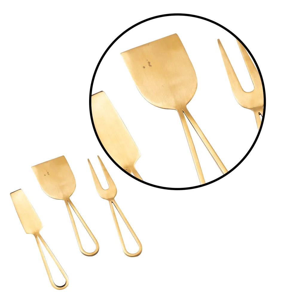 Gold Stainless Steel Cheese Knives Set Of 3