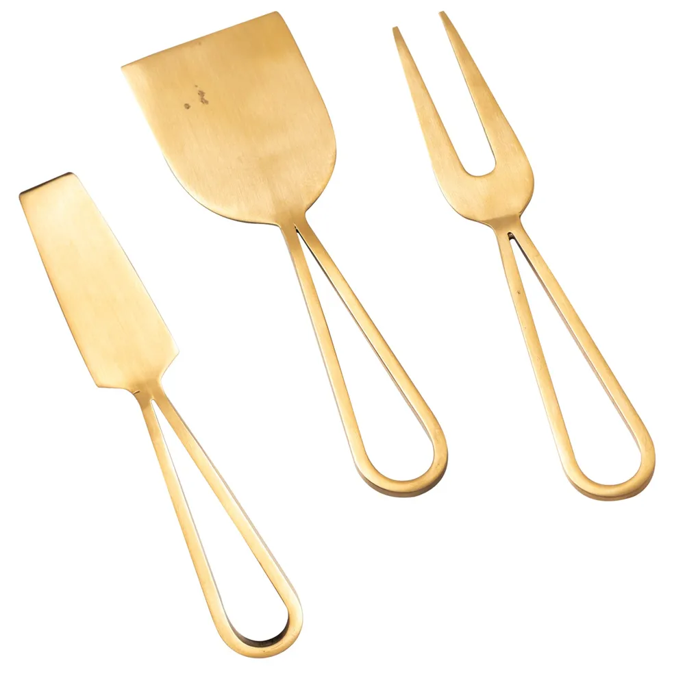 Gold Stainless Steel Cheese Knives Set Of 3