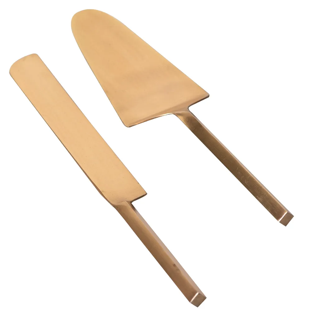 Gold Stainless Steel Classic Dessert Server Set Of 2