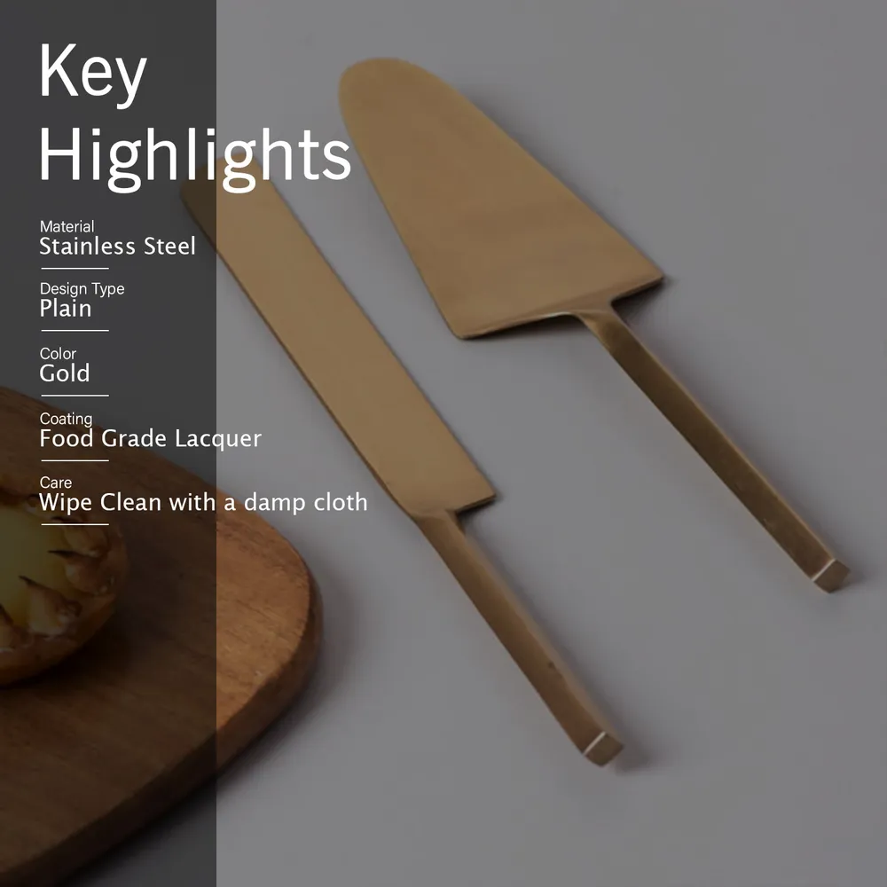 Gold Stainless Steel Classic Dessert Server Set Of 2