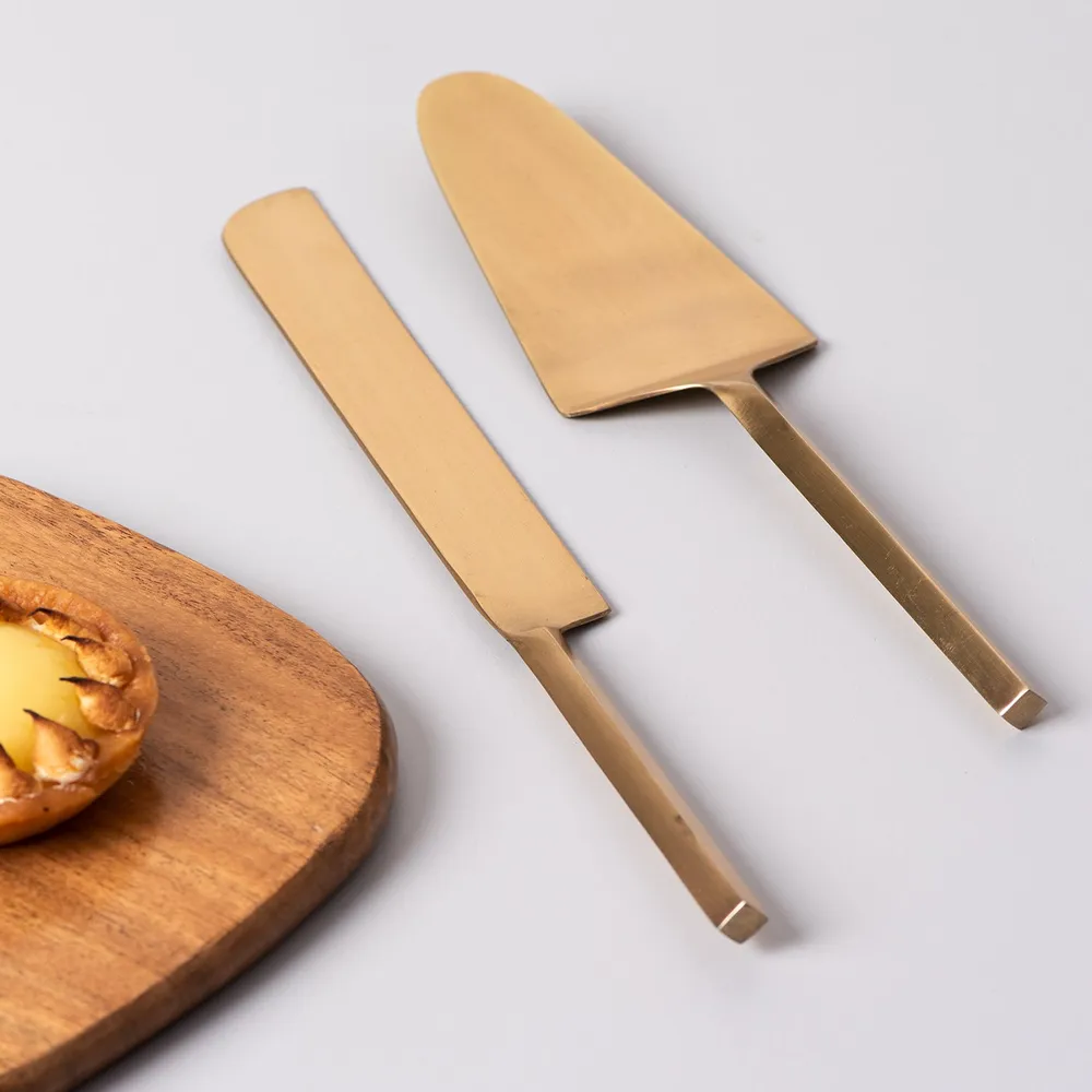 Gold Stainless Steel Classic Dessert Server Set Of 2