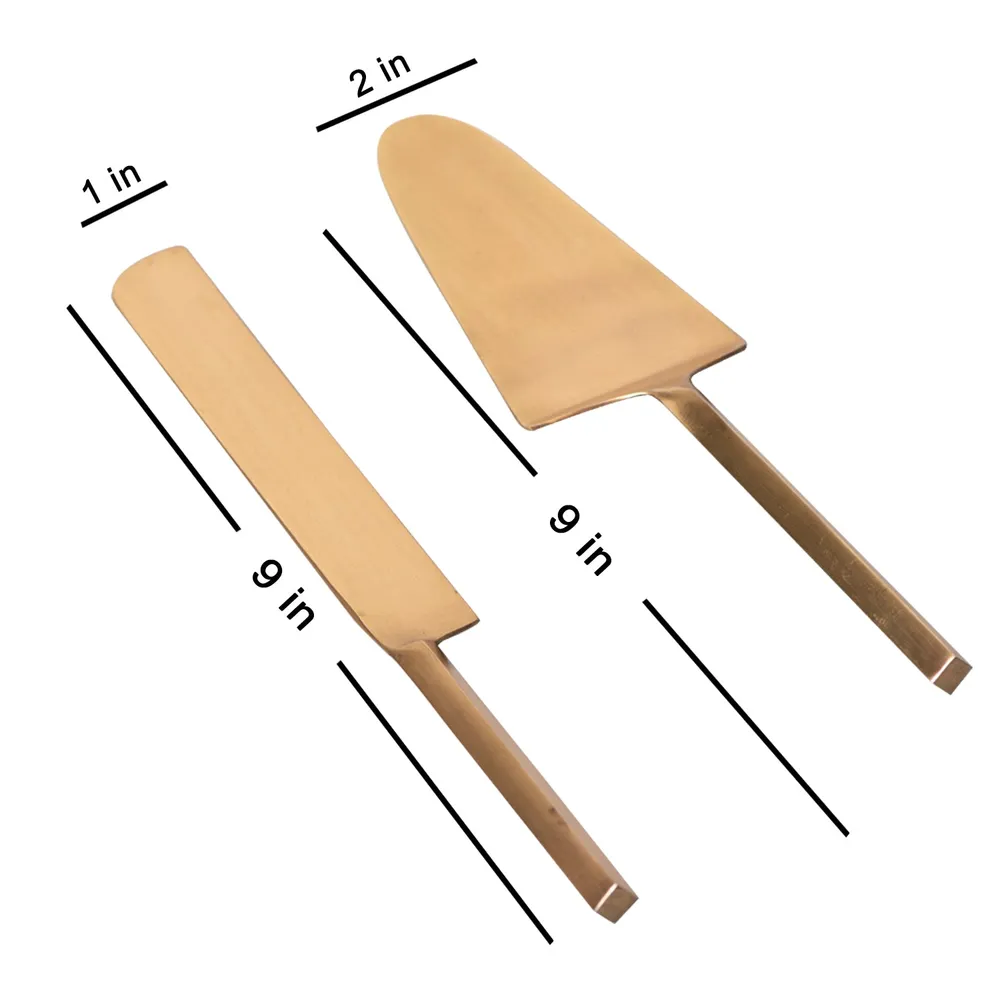 Gold Stainless Steel Classic Dessert Server Set Of 2