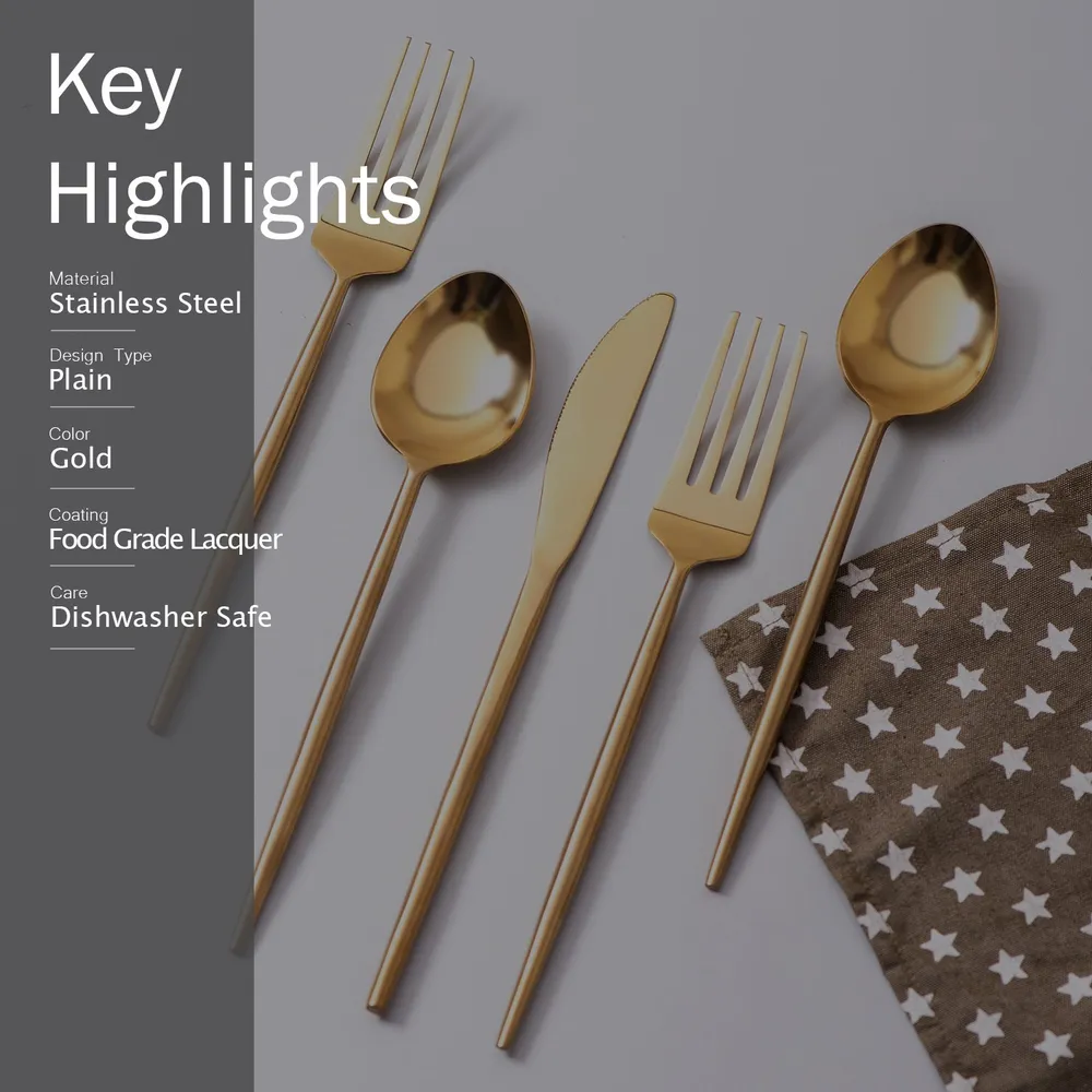 Gold Stainless Steel Cutlery Set of 5