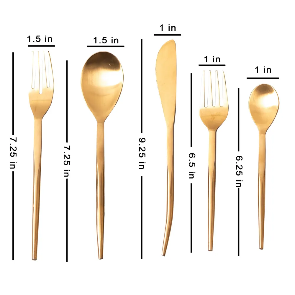 Gold Stainless Steel Dipped Cutlery Set of 5
