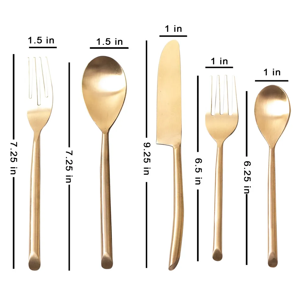 Gold Stainless Steel Dipped Flatware Cutlery Set of 5