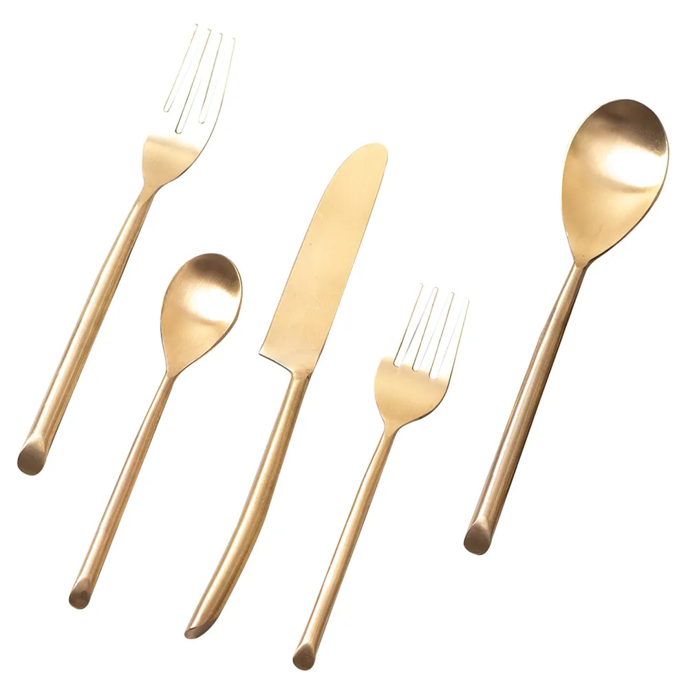 Gold Stainless Steel Dipped Flatware Cutlery Set of 5
