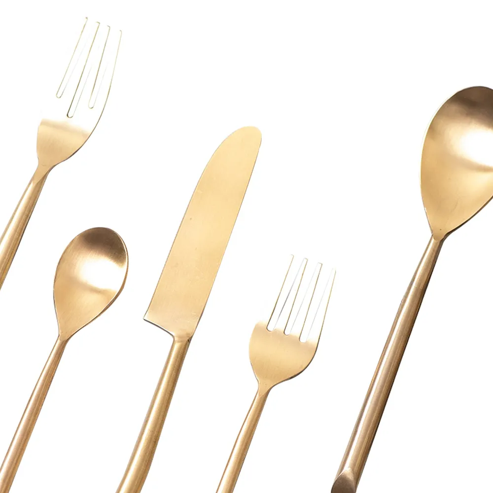 Gold Stainless Steel Dipped Flatware Cutlery Set of 5