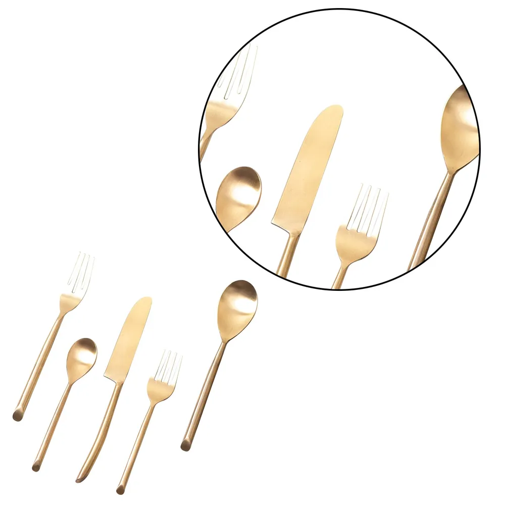 Gold Stainless Steel Dipped Flatware Cutlery Set of 5