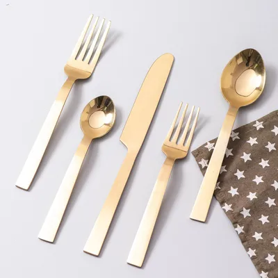 Gold Stainless Steel Flat Cutlery Set of 5