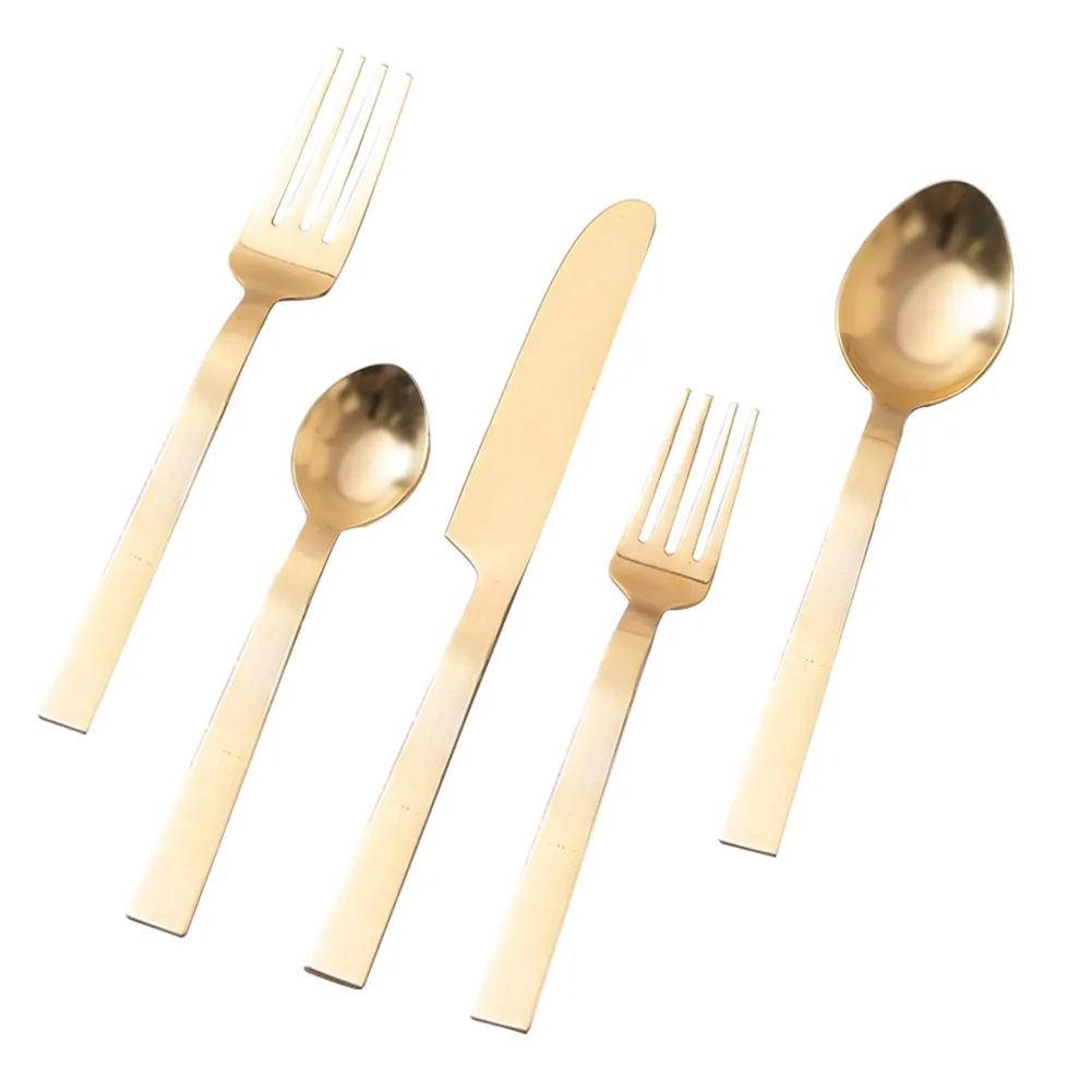 Gold Stainless Steel Flat Cutlery Set of 5